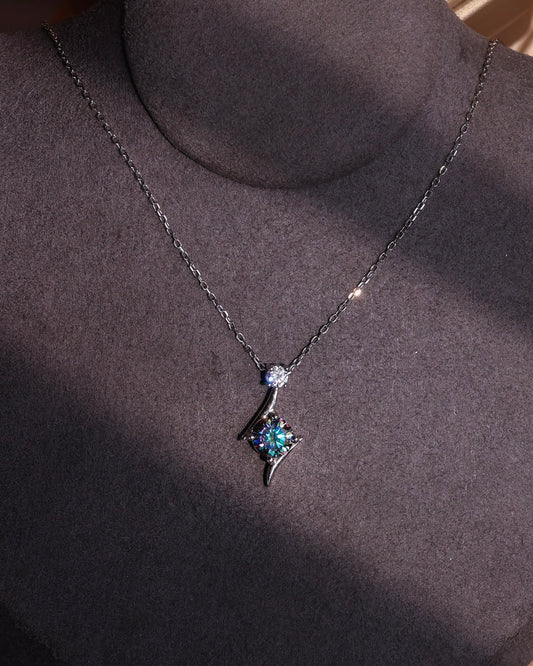 Nebula in the Dark | (with certificate) Black diamond silver necklace - Unique & Vibrant |