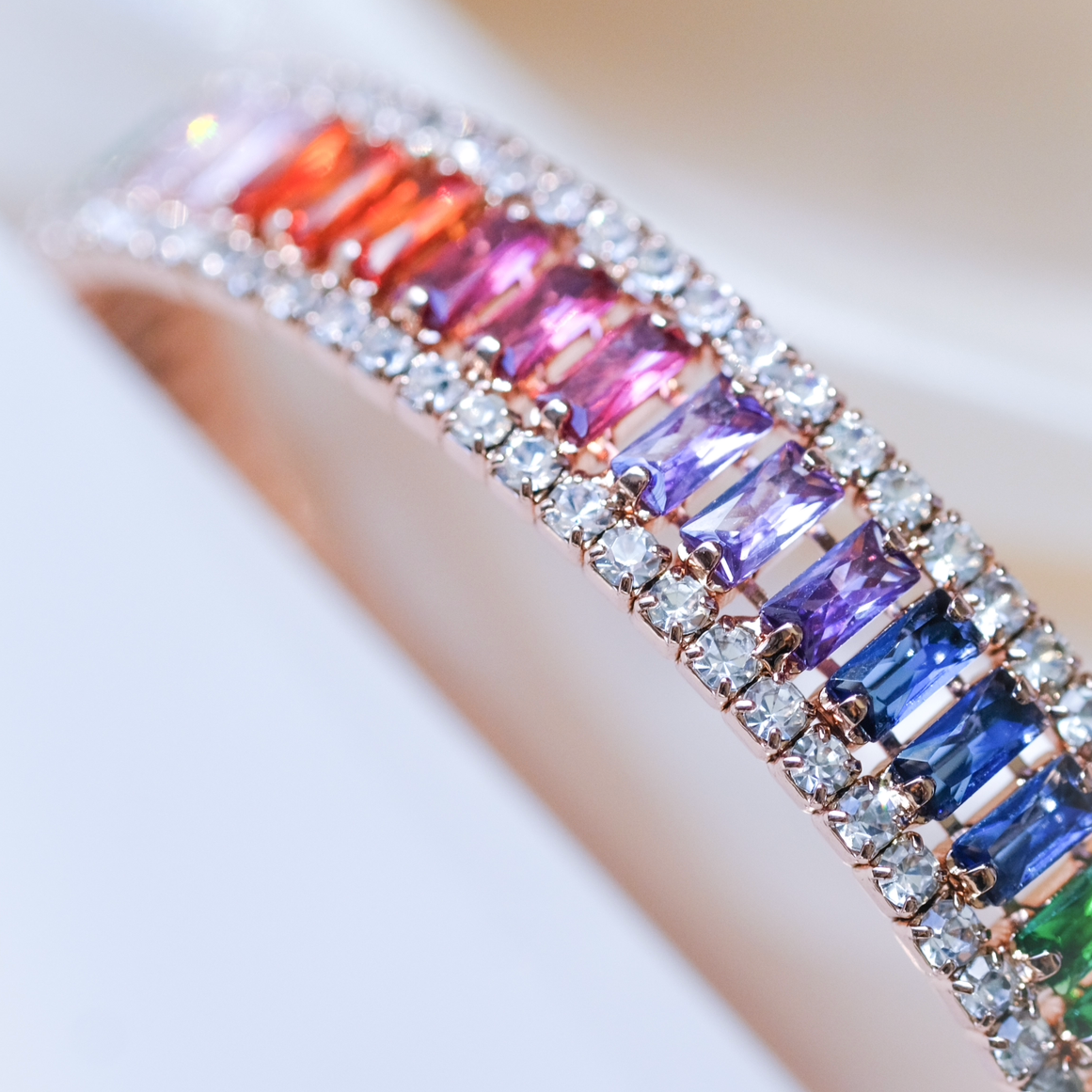 Achromatic Bangle Swarovski crystal| Rainbow