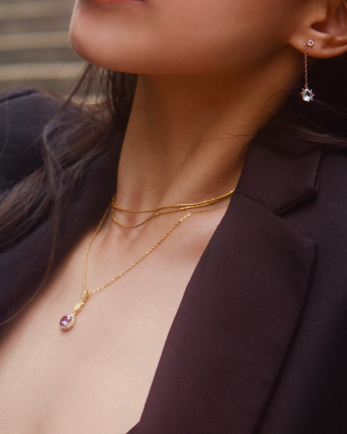 Treasure | 3-Layer Necklace, Alexandrite necklace, vintage elegant design