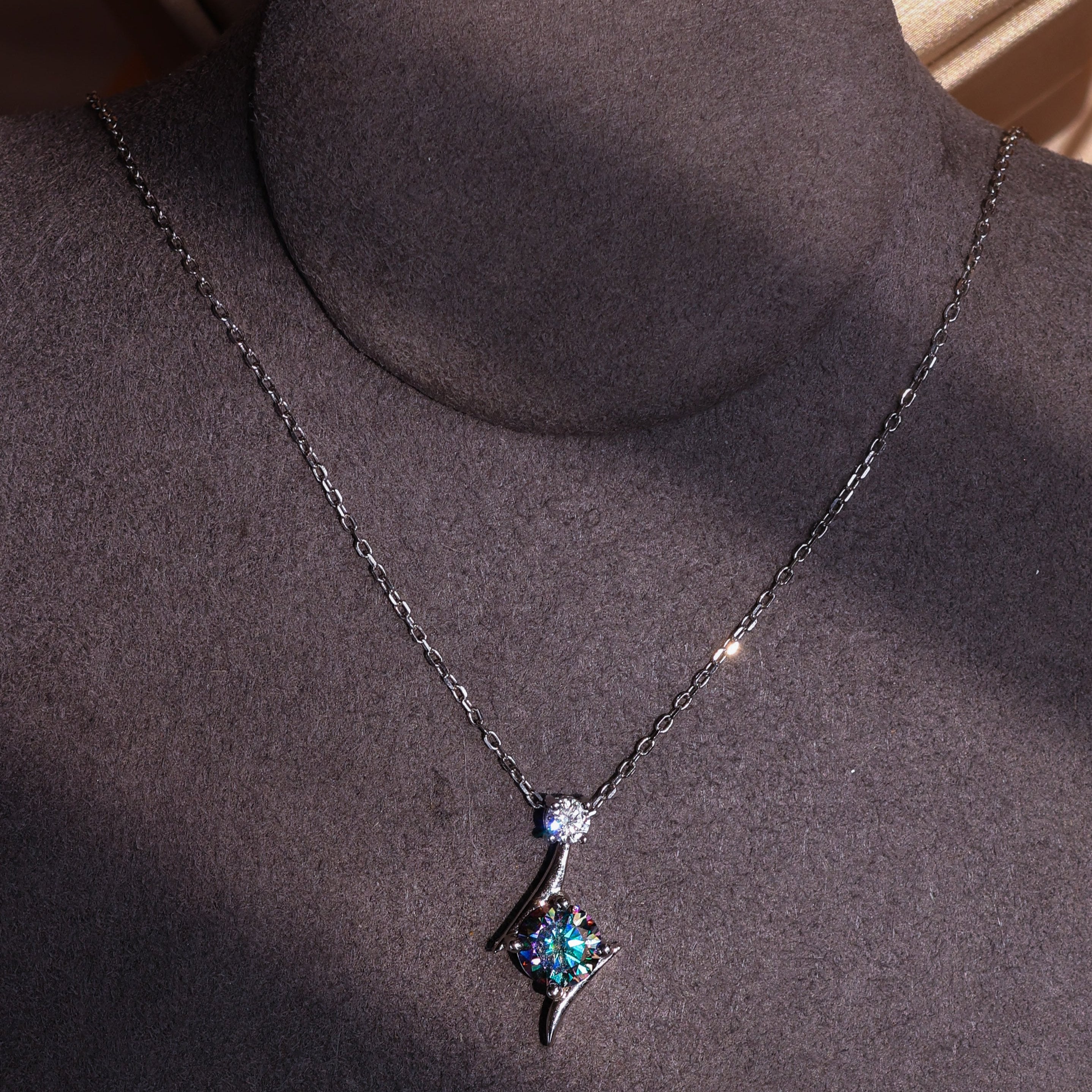Nebula in the Dark | (with certificate) Black diamond silver necklace - Unique & Vibrant |