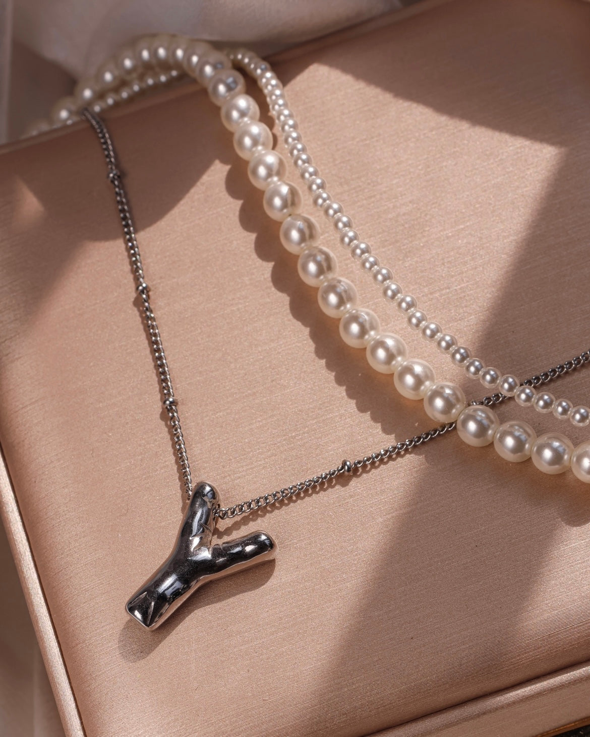 Champagne [personalise your letter] 3-Layer necklace