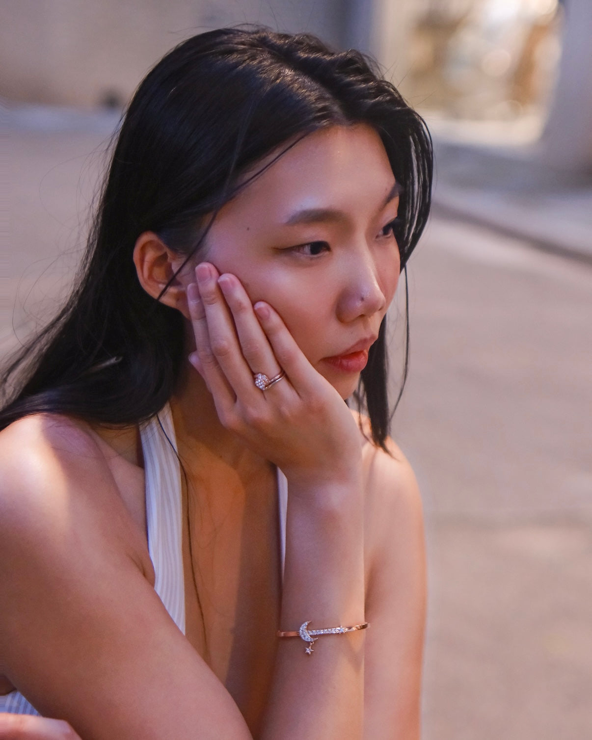 Souls Romantic Bangle with Swarovski Crystals (18K Rose Gold Plating, Brass)