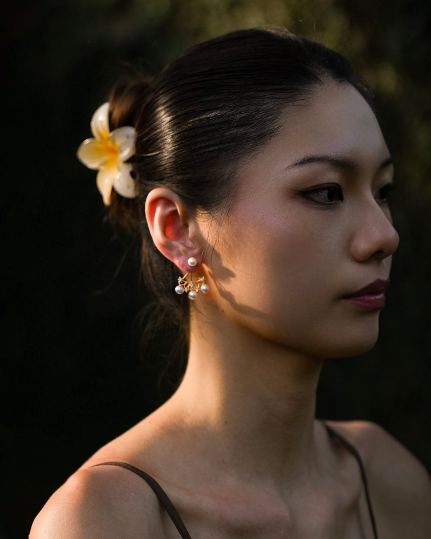 Starfall Pearl Oath earrings Golden 18k gold| 2-way-to-wear