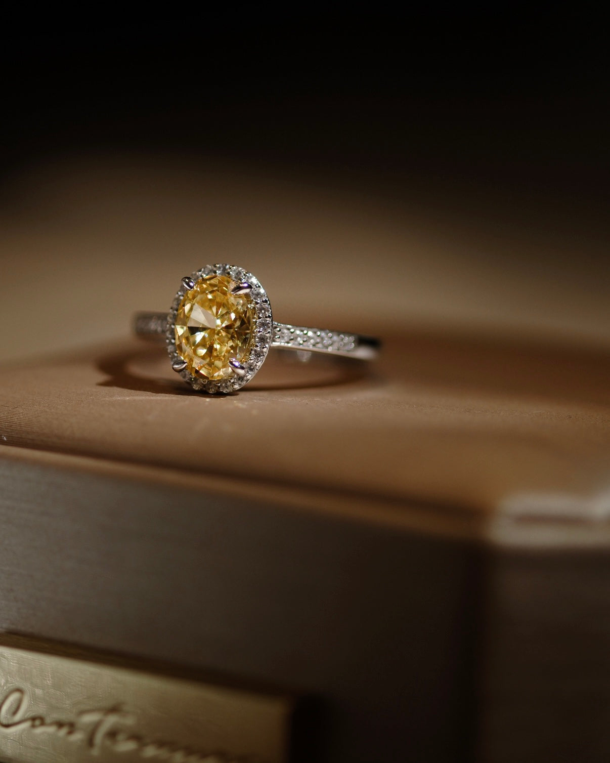 Wildflower Shine Oval Yellow Gemstone Ring | 18K White Gold Handcrafted Unique Design | Symbol of Freedom, Resilience & Natural Beauty
