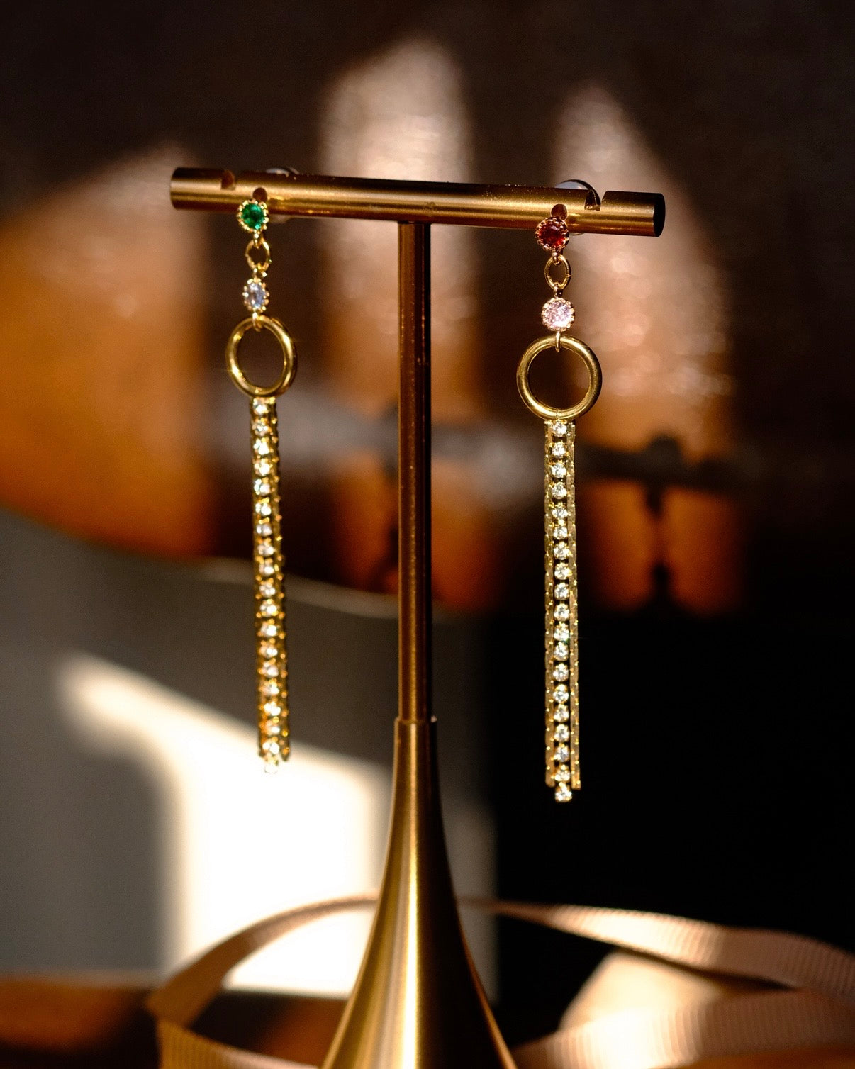 Golden New Wave - unique Dangling earrings