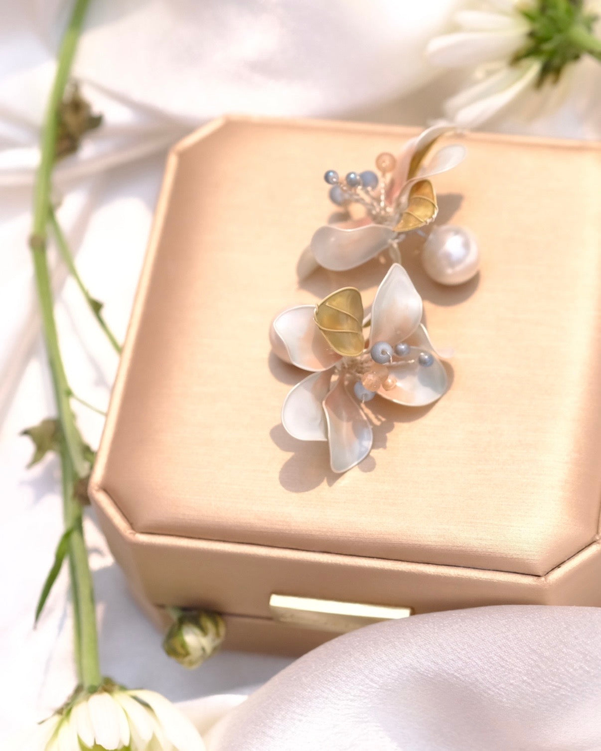 Whisper Bloom – Handmade Dip Art Floral Earrings