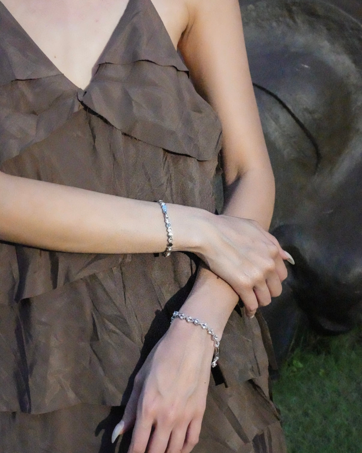 Honey Comb Hexagon Beauty Silvery 18kGold Bracelet (fit 14-16cm)