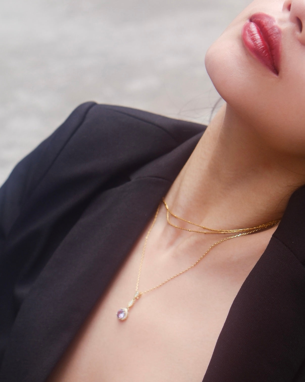 Treasure | 3-Layer Necklace, Alexandrite necklace, vintage elegant design