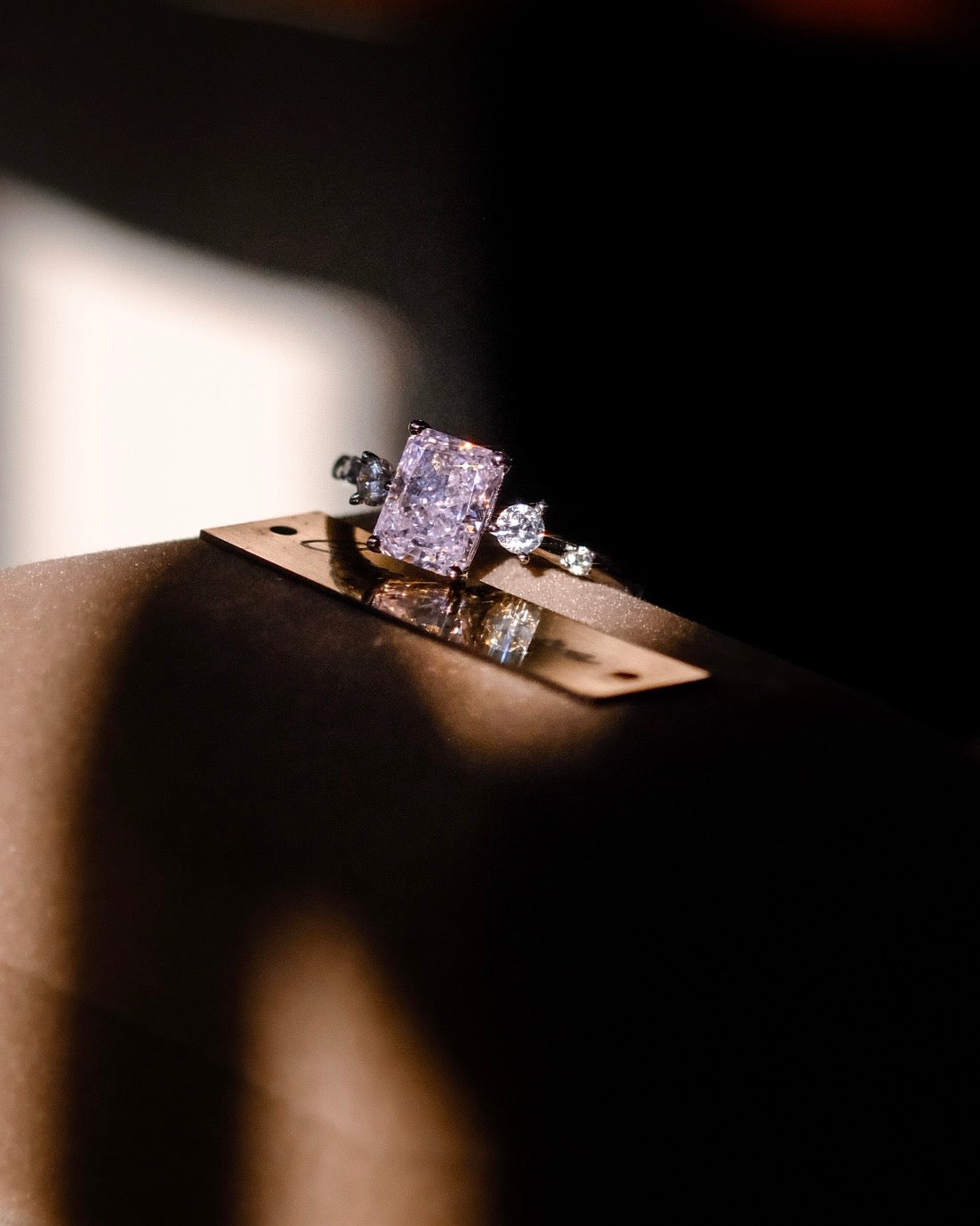 Rośe Vista | pink diamond ice cracking silver ring 18kwhitegold