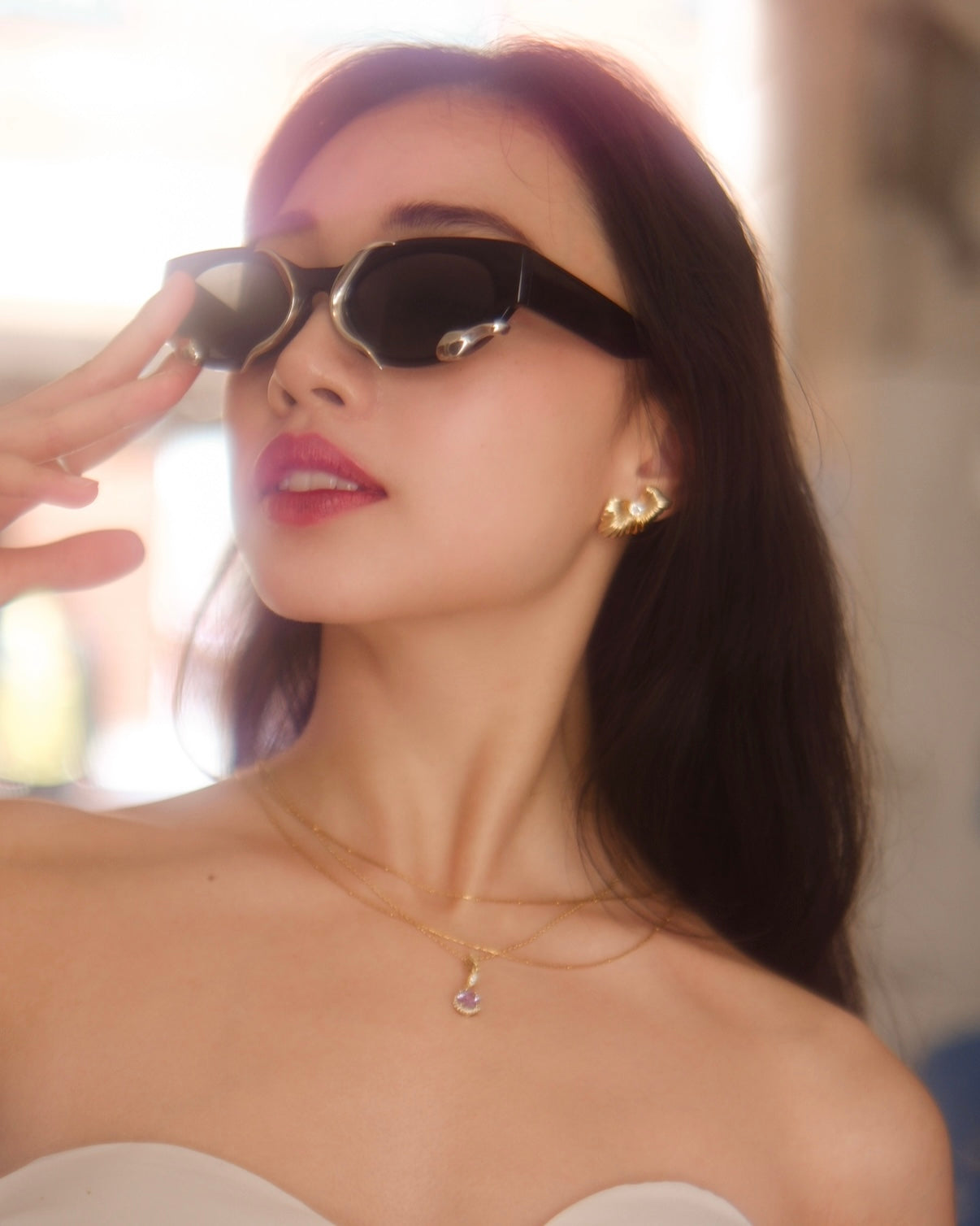 Orchid | Art floral flowy cool carved style - 18k gold and crystal from Austria