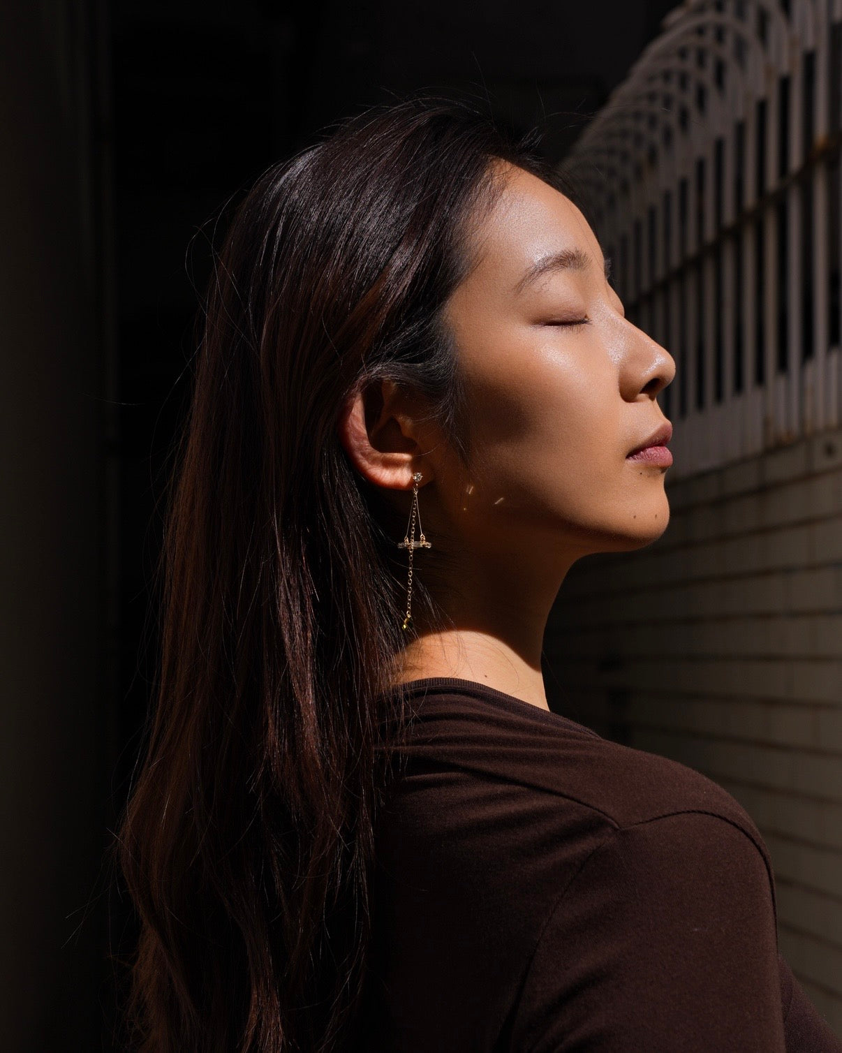 Breeze: Olive green serenity, gold touched elegance earrings