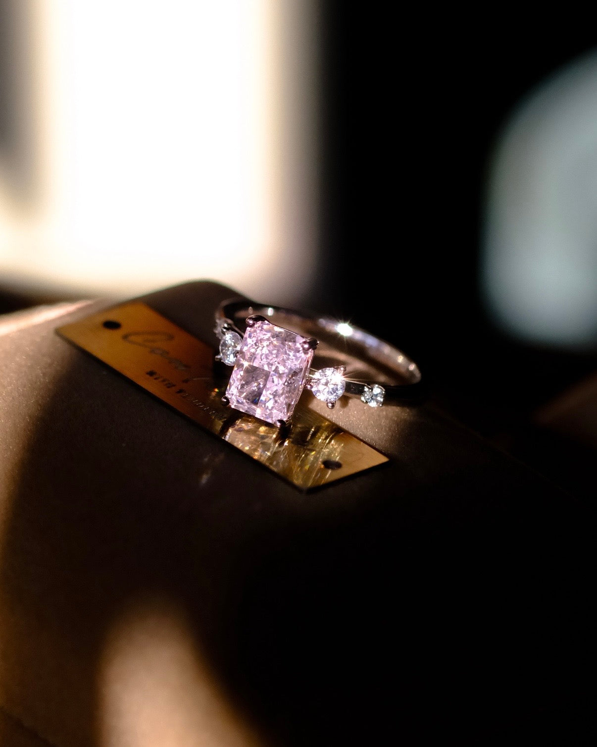 Rośe Vista | pink diamond ice cracking silver ring 18kwhitegold