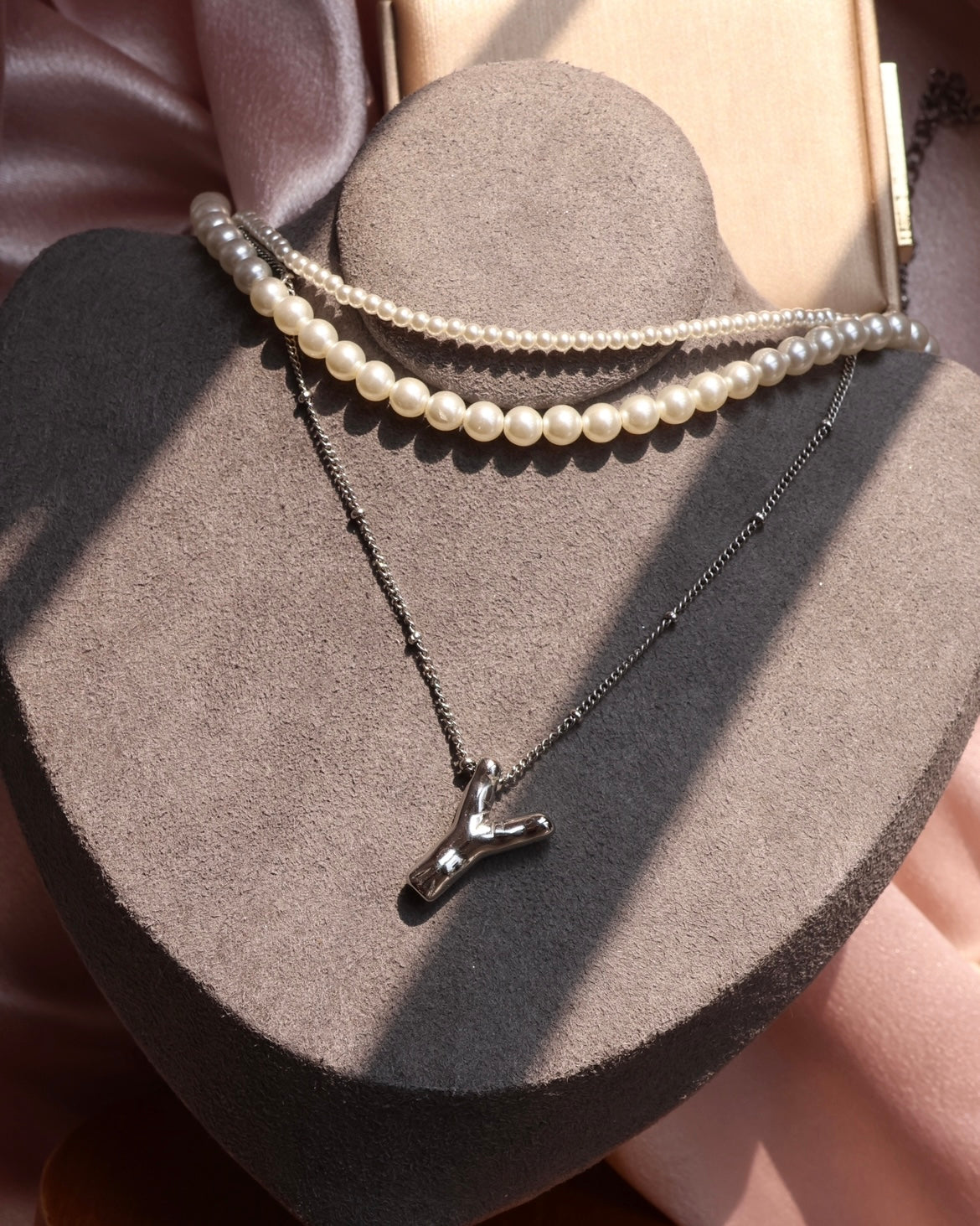 Champagne [personalise your letter] 3-Layer necklace