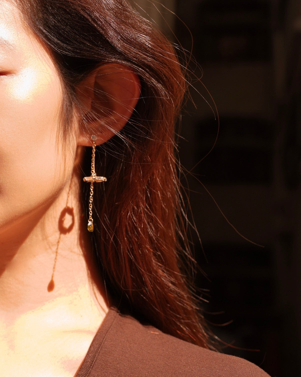 Breeze: Olive green serenity, gold touched elegance earrings