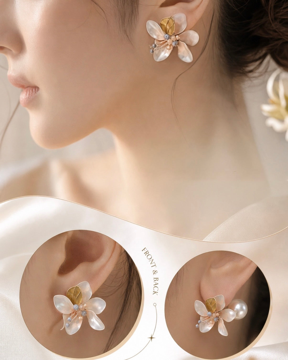 Whisper Bloom – Handmade Dip Art Floral Earrings