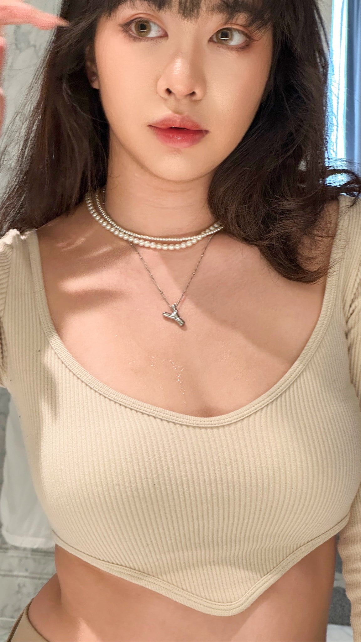 Champagne [personalise your letter] 3-Layer necklace