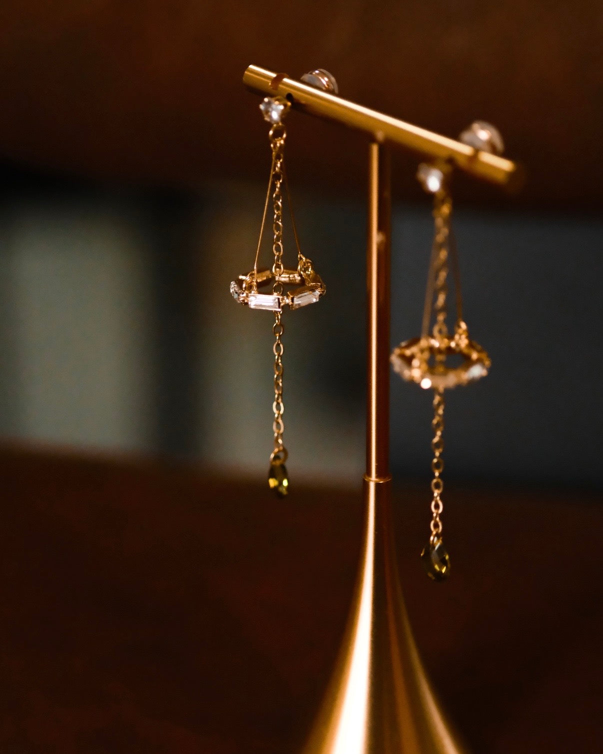 Breeze: Olive green serenity, gold touched elegance earrings