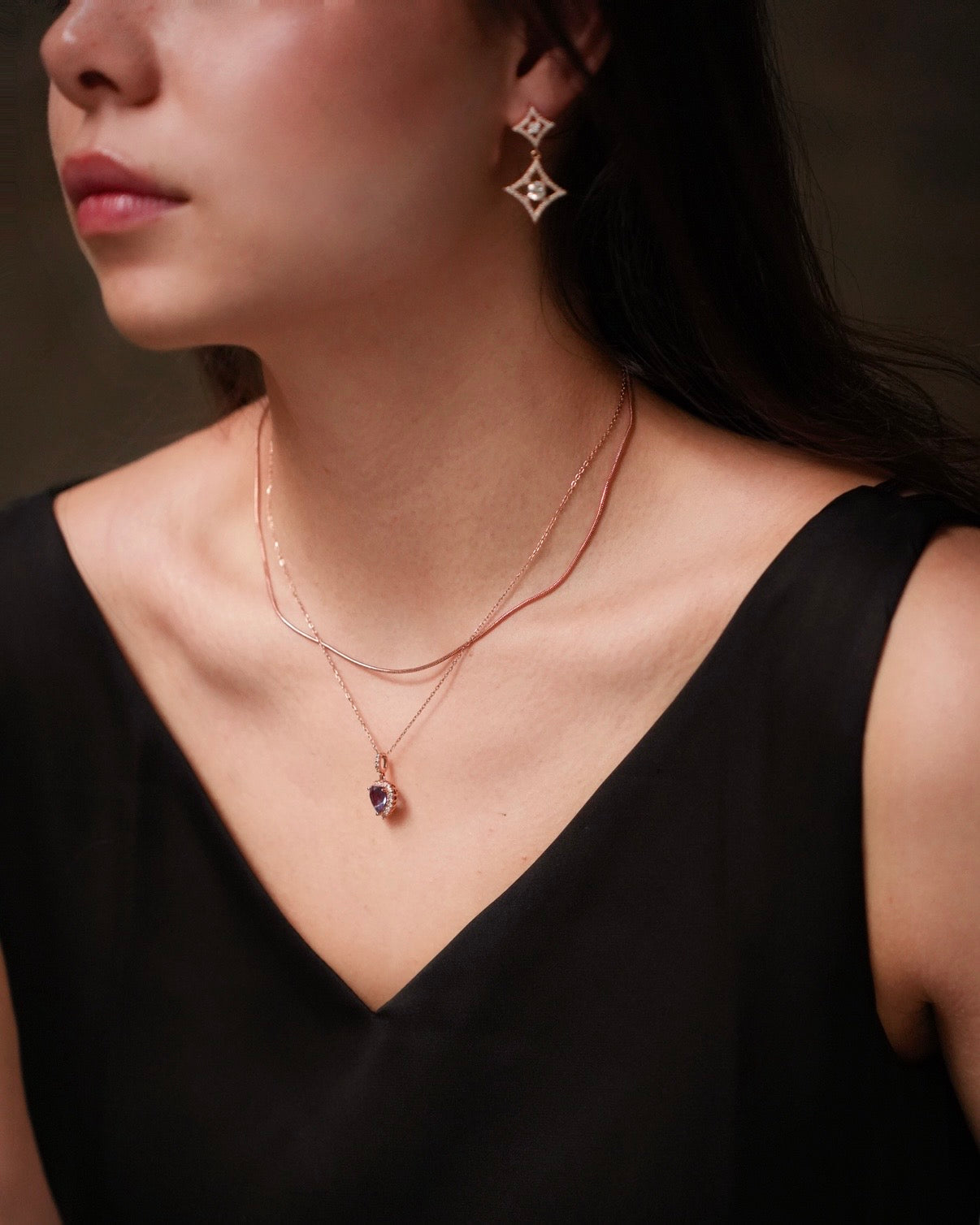 Halo of Love | double-layer Rosegold heart shape necklace