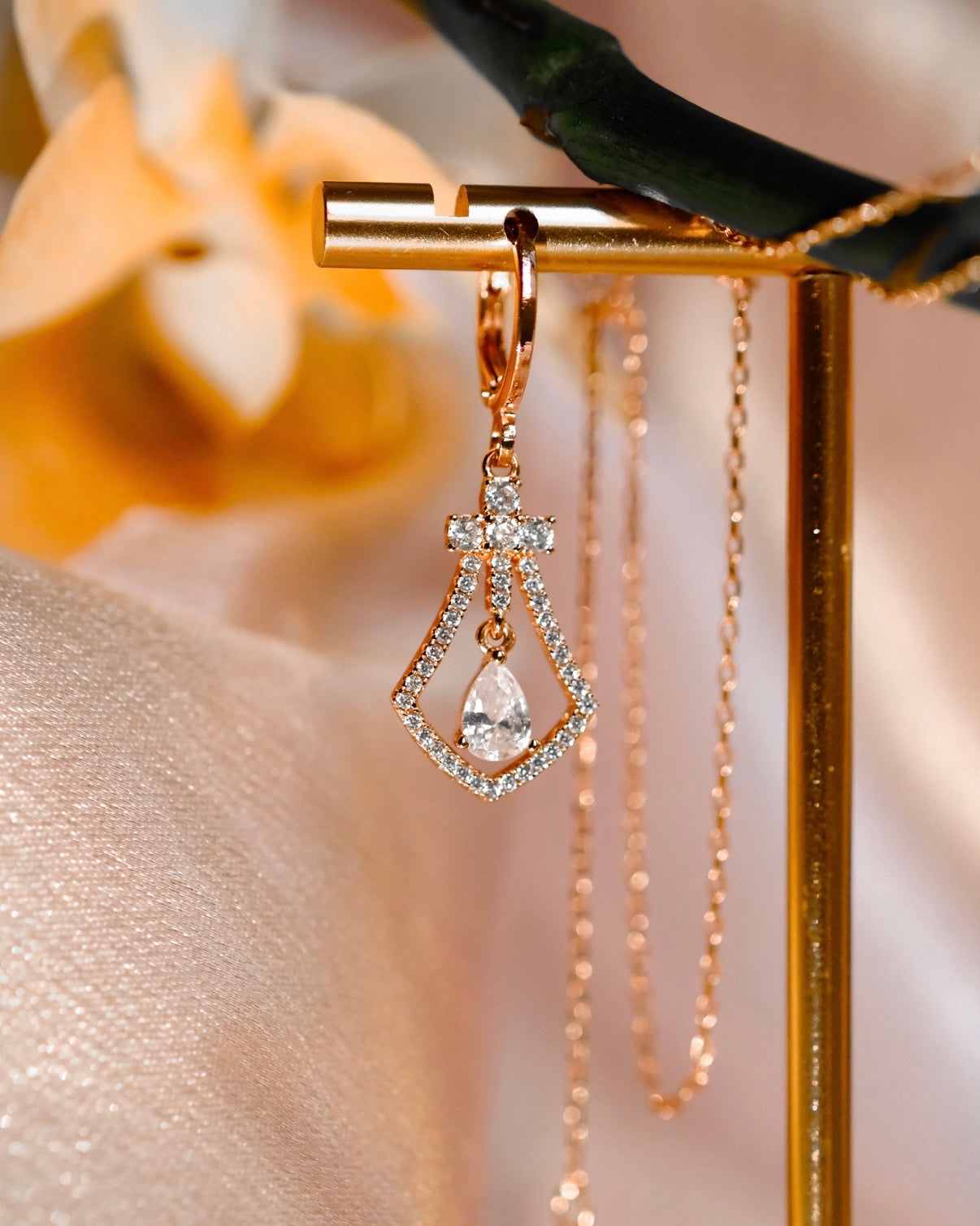 Ginkgo’s Bless| Rosegold earrings & necklace set  - hollow and elegance