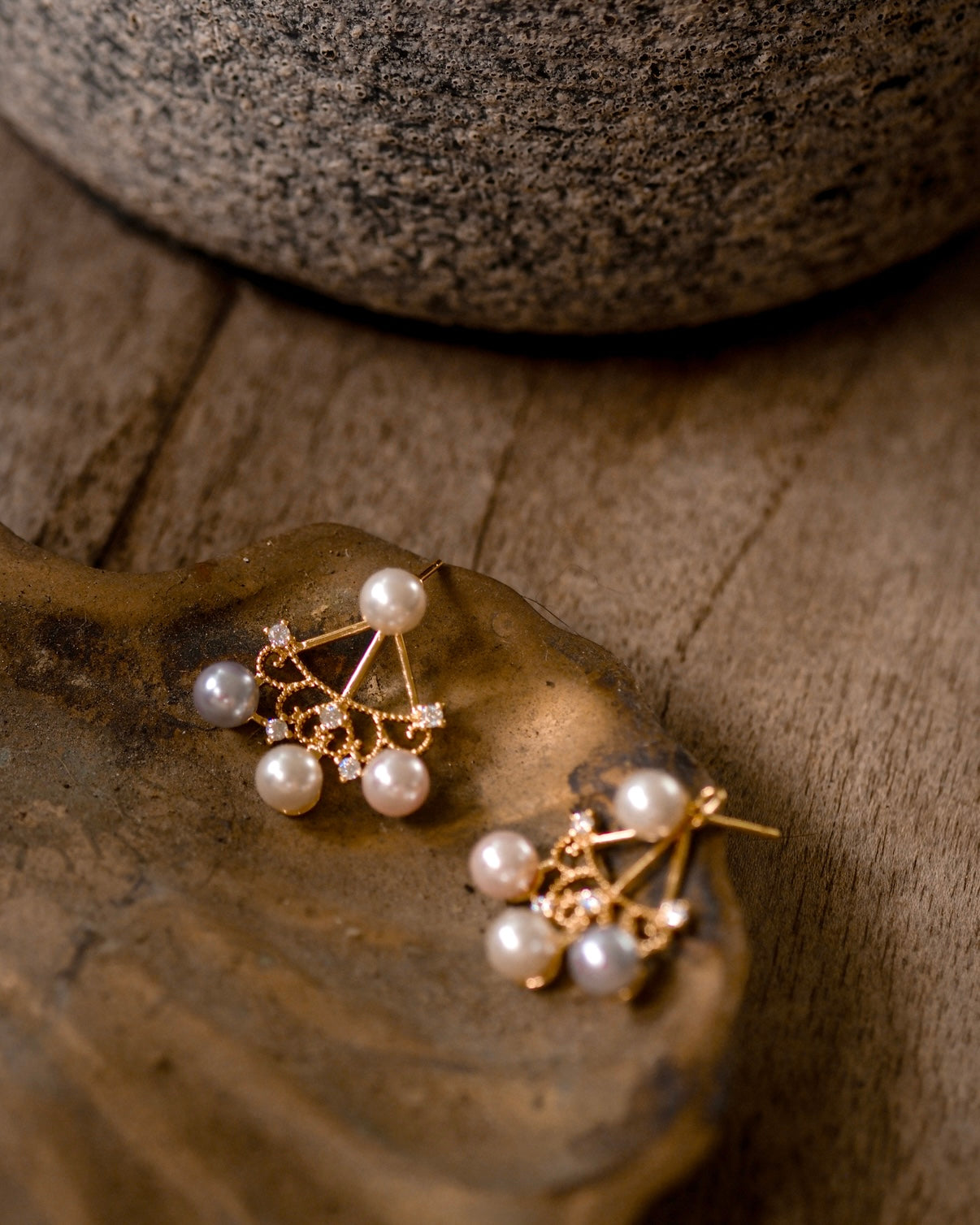 Starfall Pearl Oath earrings Golden 18k gold| 2-way-to-wear