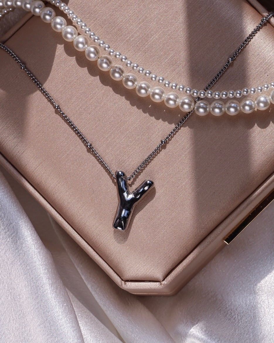 Champagne [personalise your letter] 3-Layer necklace