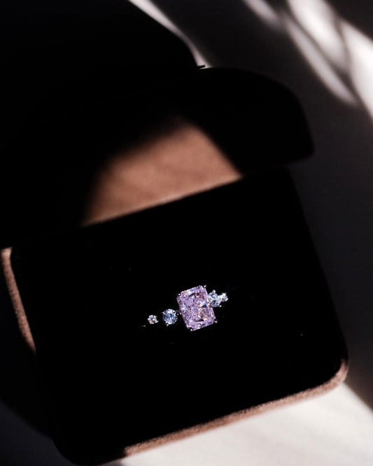 Rośe Vista | pink diamond ice cracking silver ring 18kwhitegold