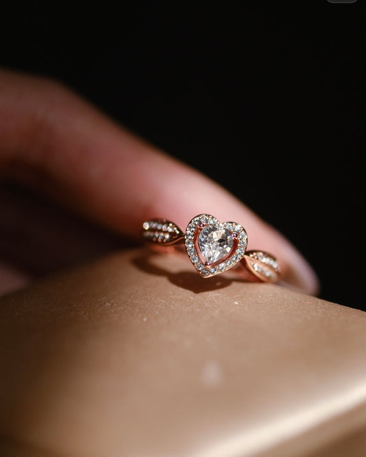 Krishna Heart Crown ring : 18k Rosegold/ silver