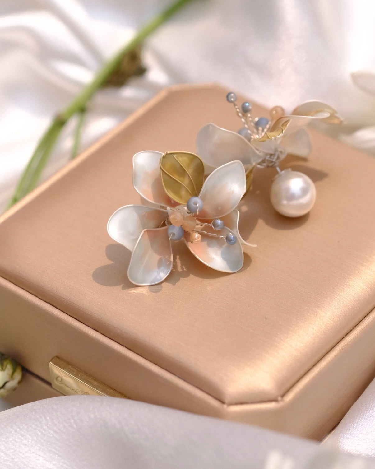 Whisper Bloom – Handmade Dip Art Floral Earrings