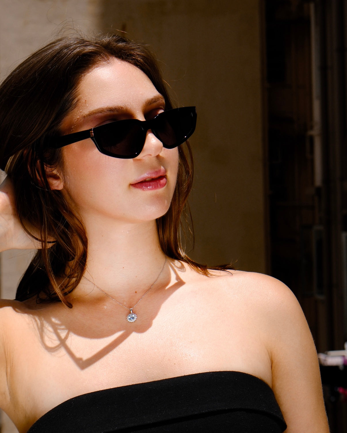 Blue Horizon Sun Necklace – Healing Blue Topaz & Made-in-Austria Crystals | Elegant Silver & Rose Gold Jewelry