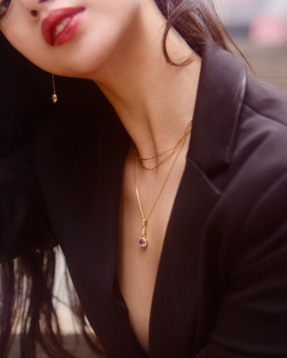 Treasure | 3-Layer Necklace, Alexandrite necklace, vintage elegant design