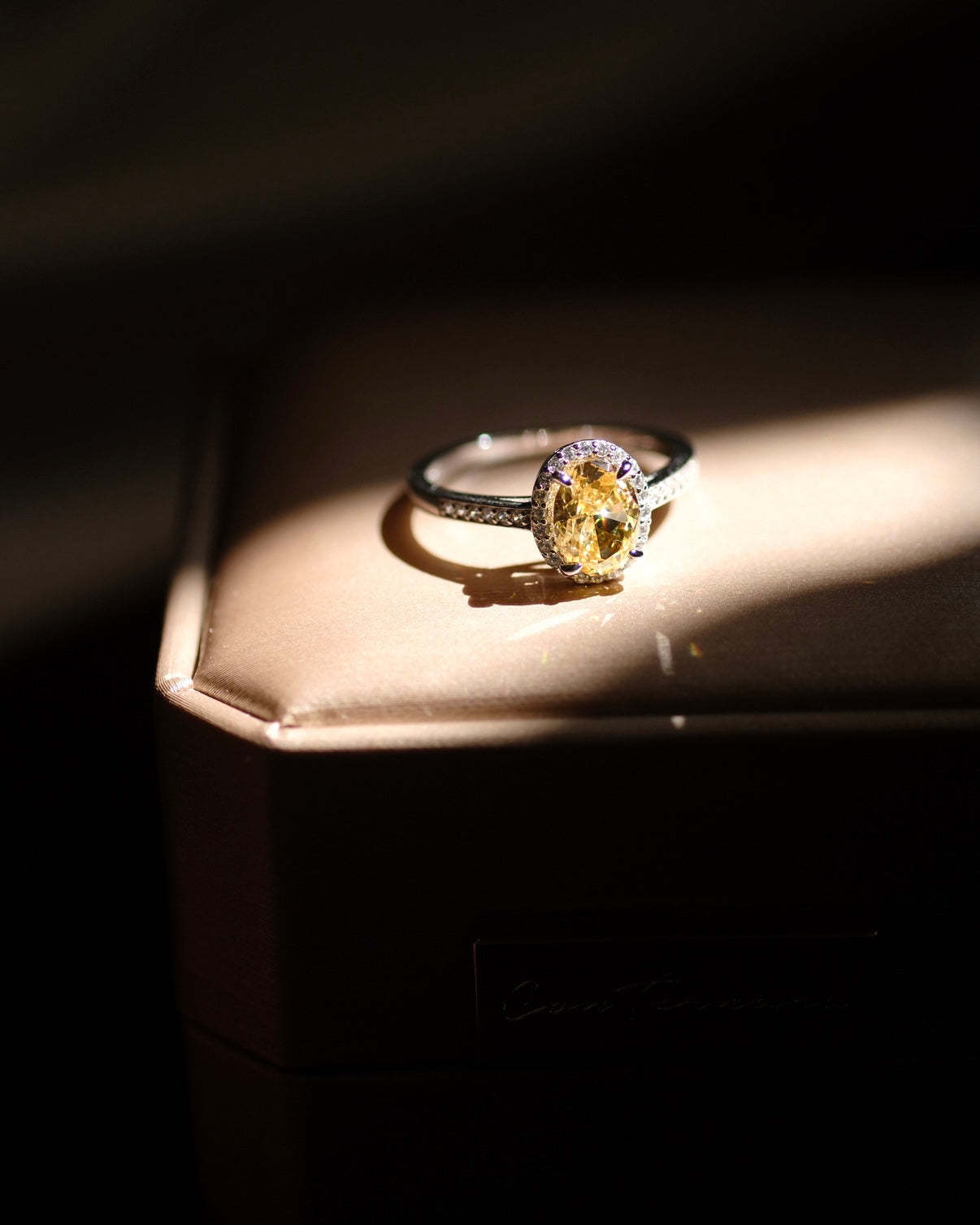 Wildflower Shine Oval Yellow Gemstone Ring | 18K White Gold Handcrafted Unique Design | Symbol of Freedom, Resilience & Natural Beauty