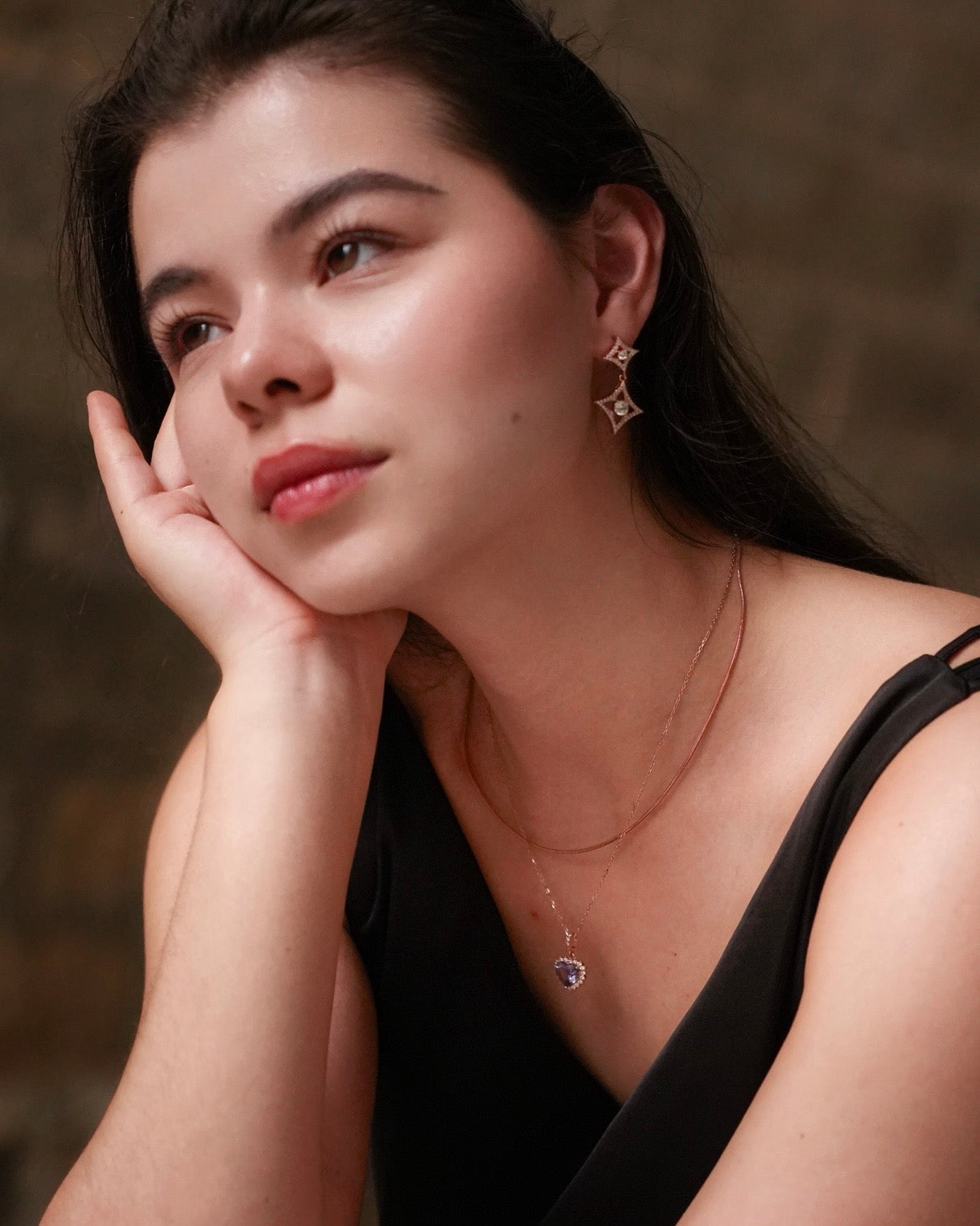 Halo of Love | double-layer Rosegold heart shape necklace