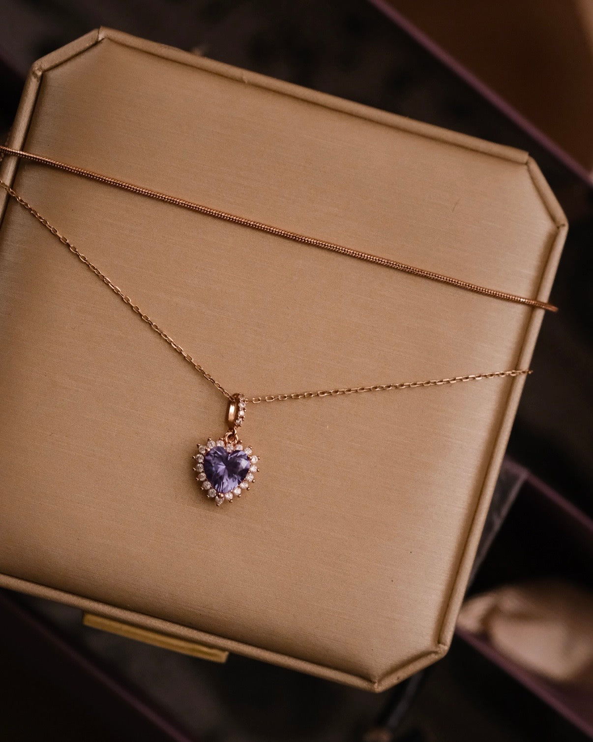 Halo of Love | double-layer Rosegold heart shape necklace