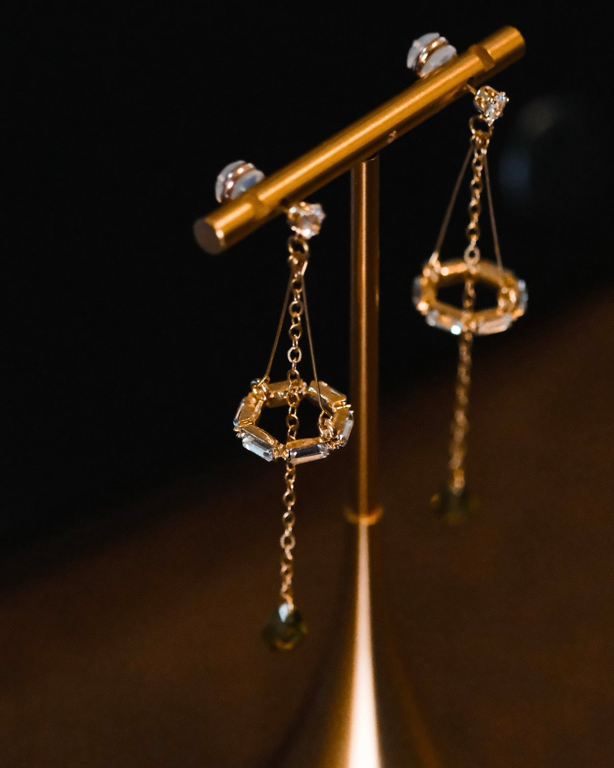 Breeze: Olive green serenity, gold touched elegance earrings