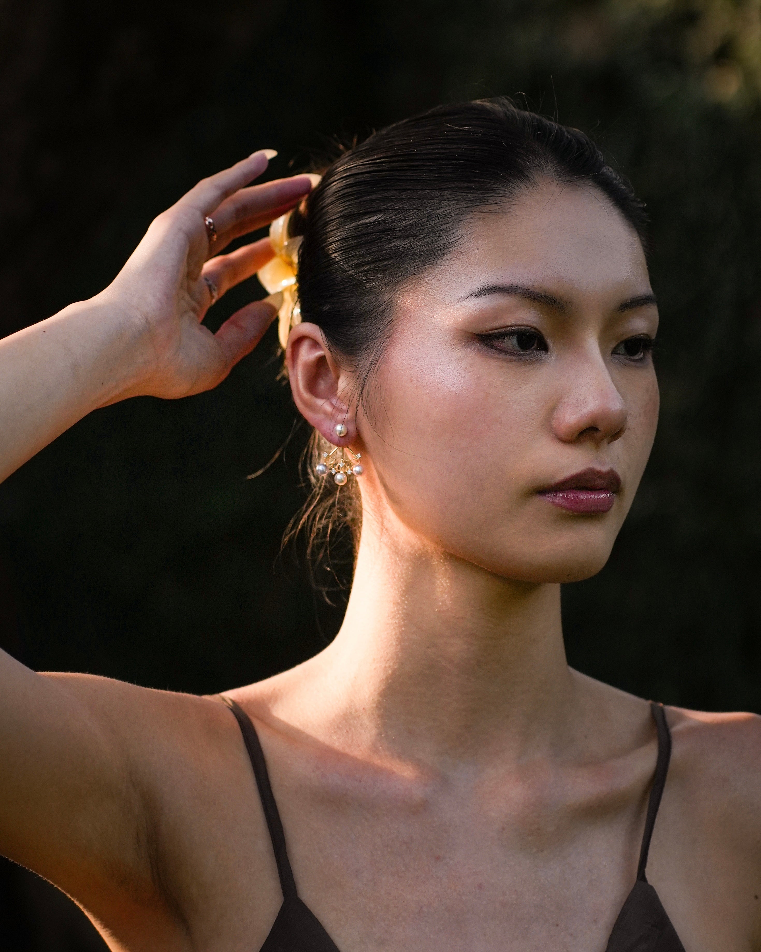 Starfall Pearl Oath earrings Golden 18k gold| 2-way-to-wear