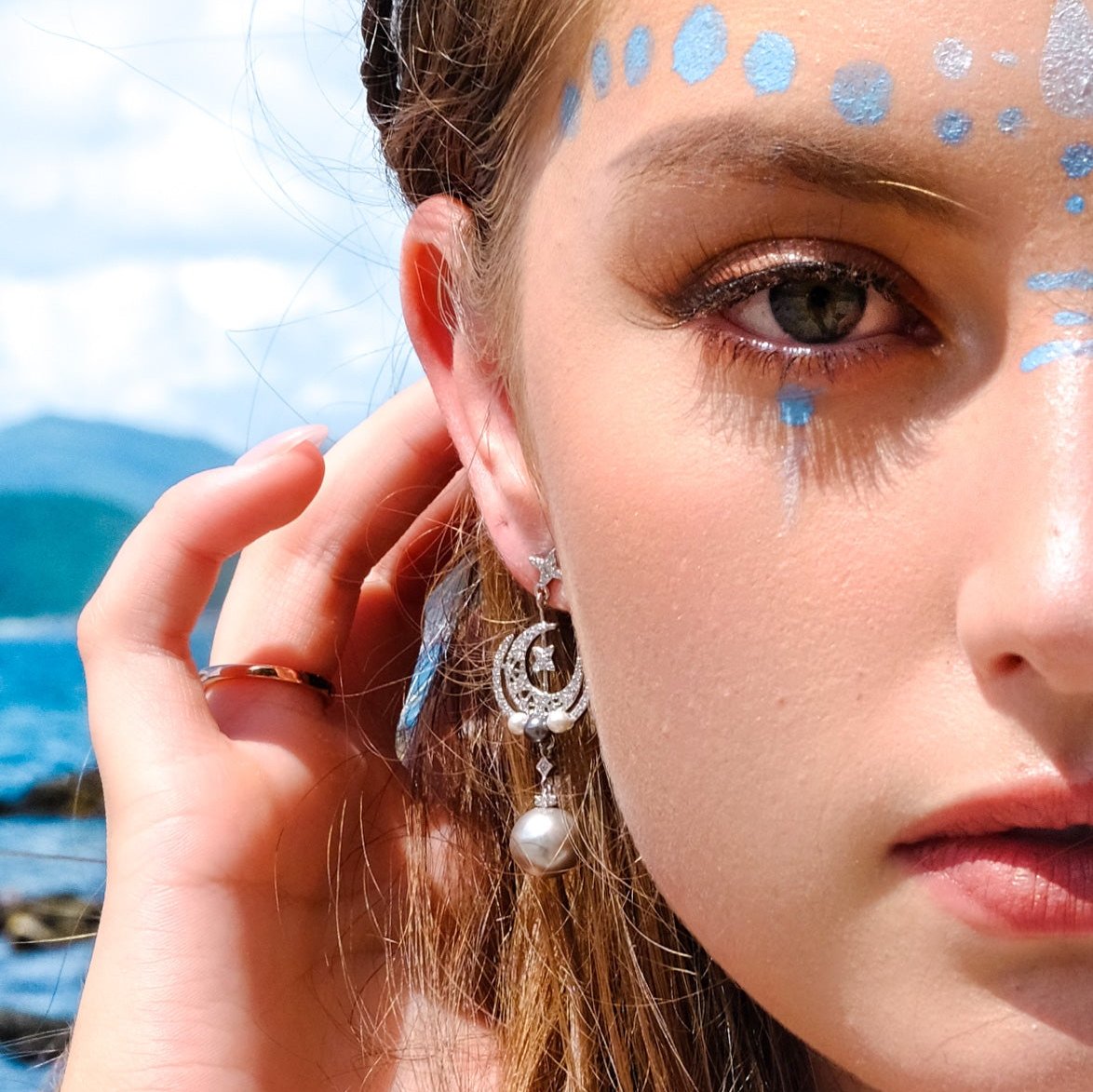 Dream Weaver - Platinum, dreamy, classic, pearl dream catcher earrings