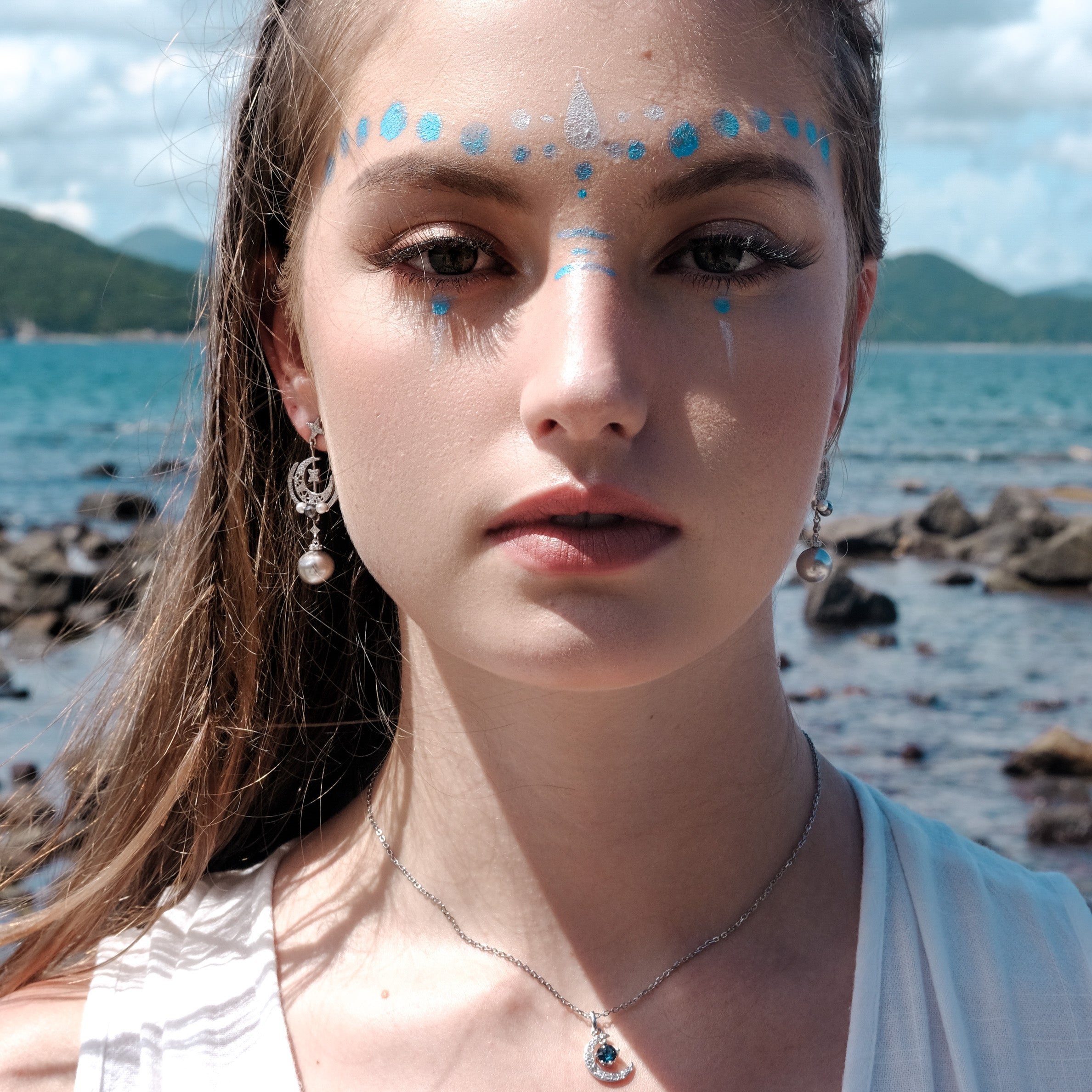 Dream Weaver - Platinum, dreamy, classic, pearl dream catcher earrings