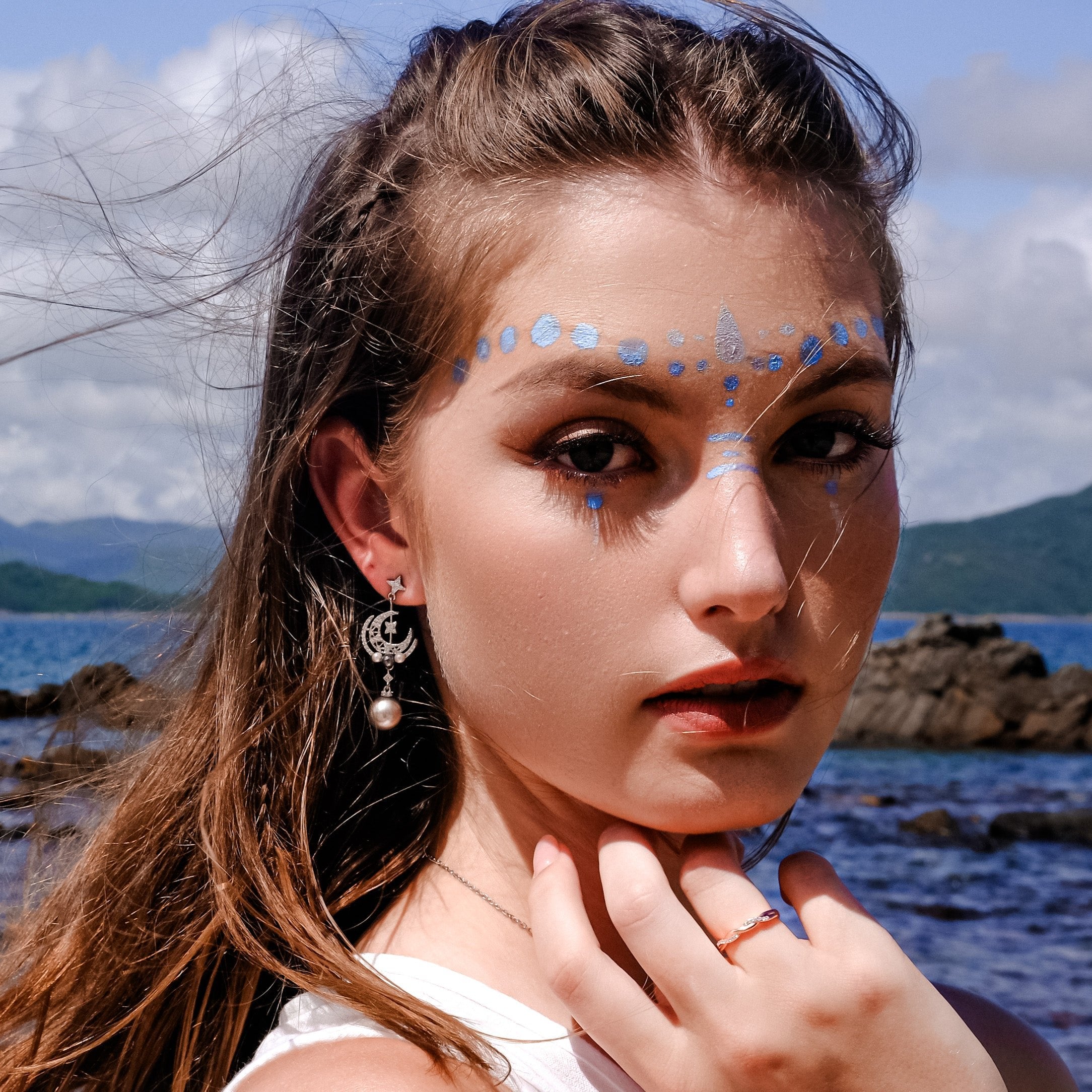 Dream Weaver - Platinum, dreamy, classic, pearl dream catcher earrings