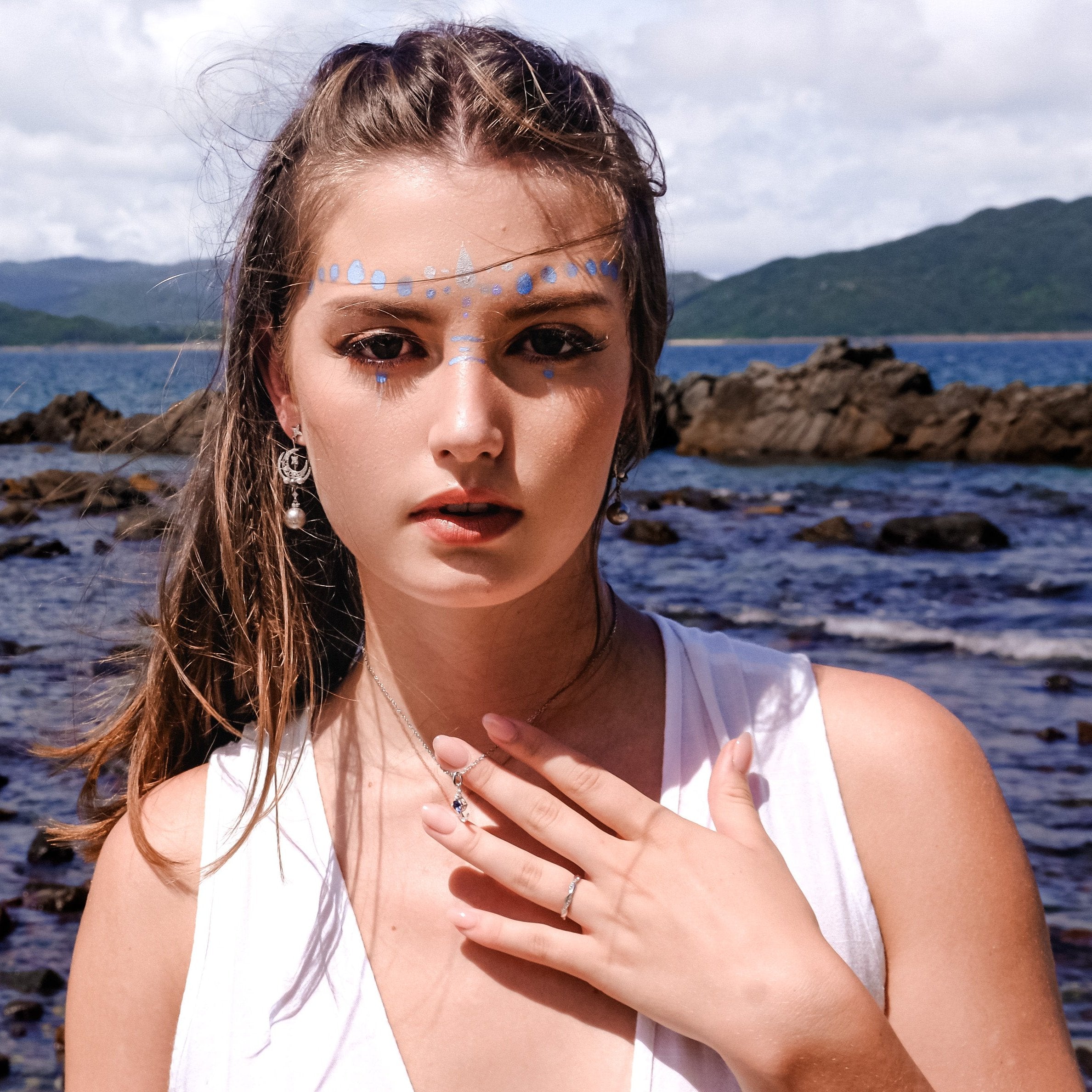 Dream Weaver - Platinum, dreamy, classic, pearl dream catcher earrings