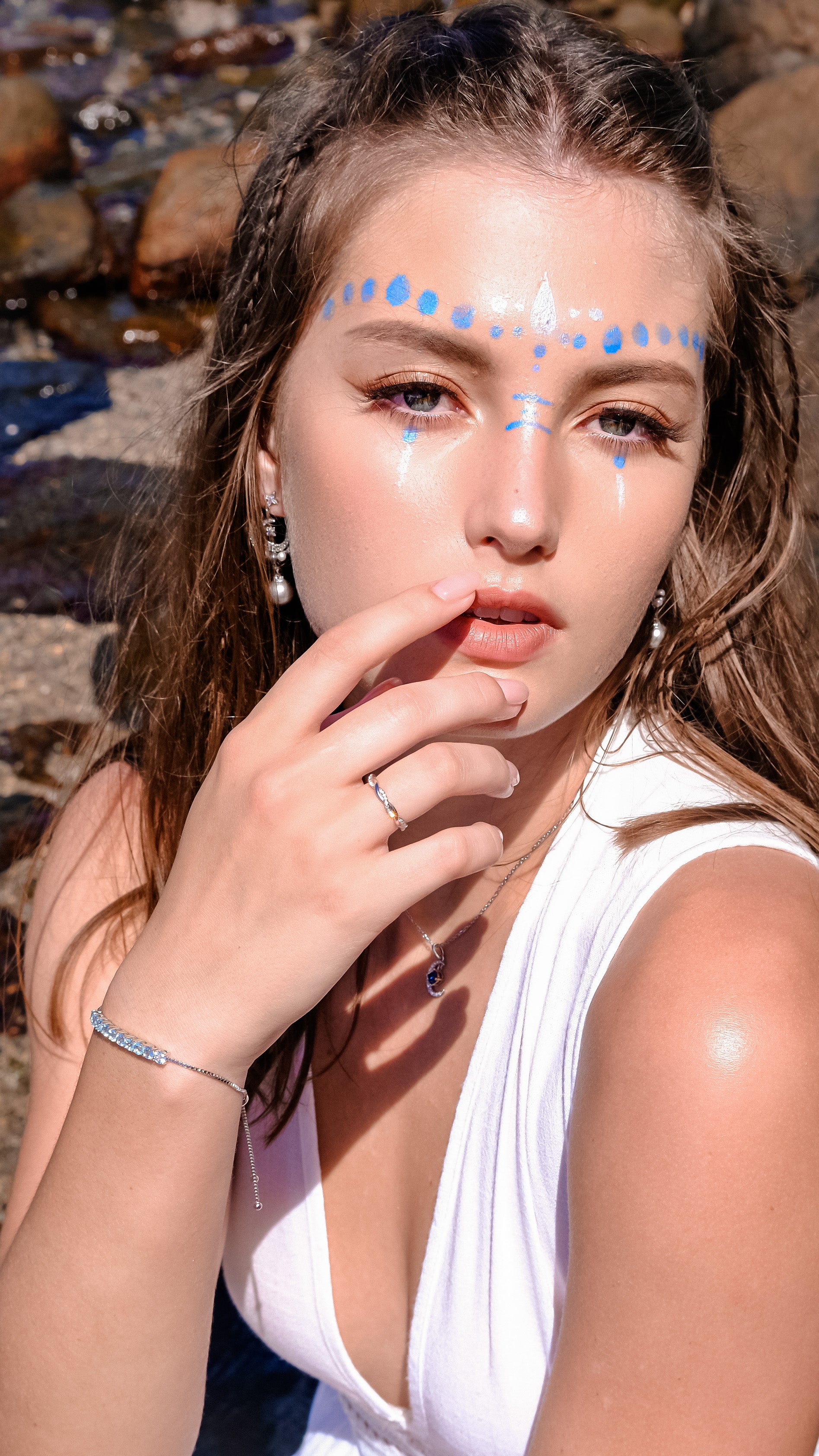 Sky Blue | Natural Blue Topaz - Classic bracelet - Freesize - 10 pc premium blue topaz