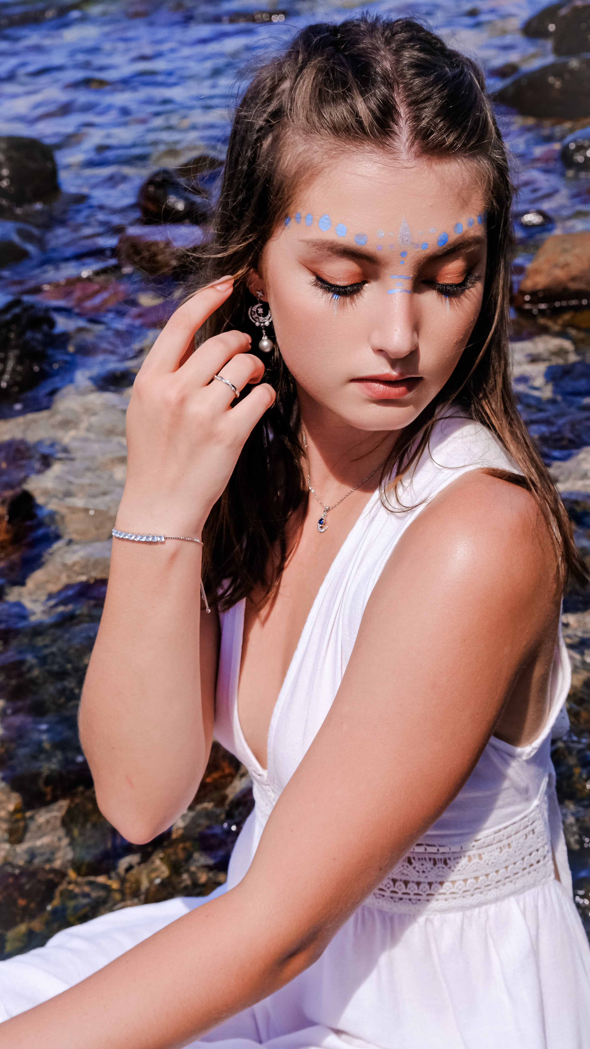 Sky Blue | Natural Blue Topaz - Classic bracelet - Freesize - 10 pc premium blue topaz