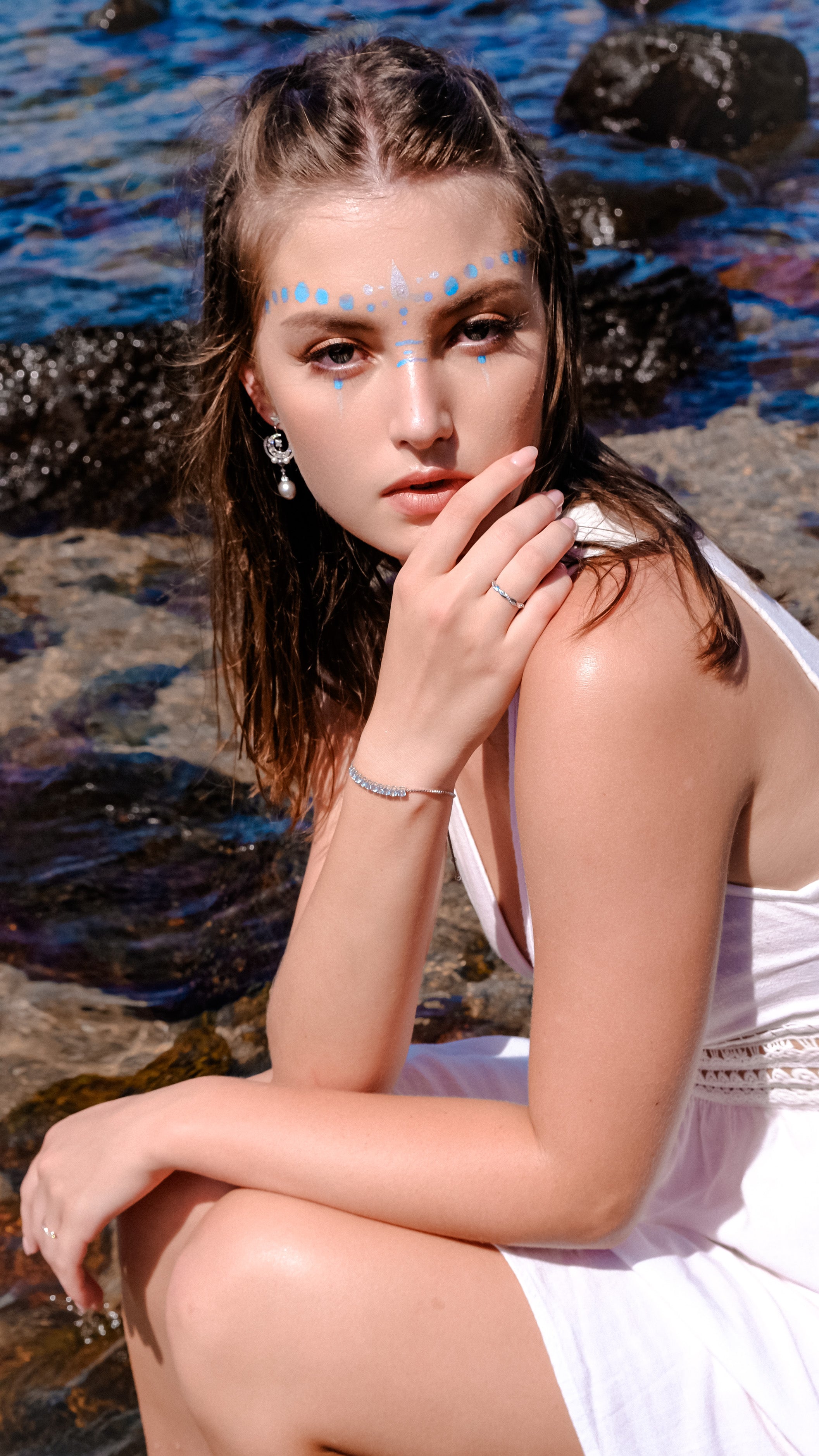 Sky Blue | Natural Blue Topaz - Classic bracelet - Freesize - 10 pc premium blue topaz