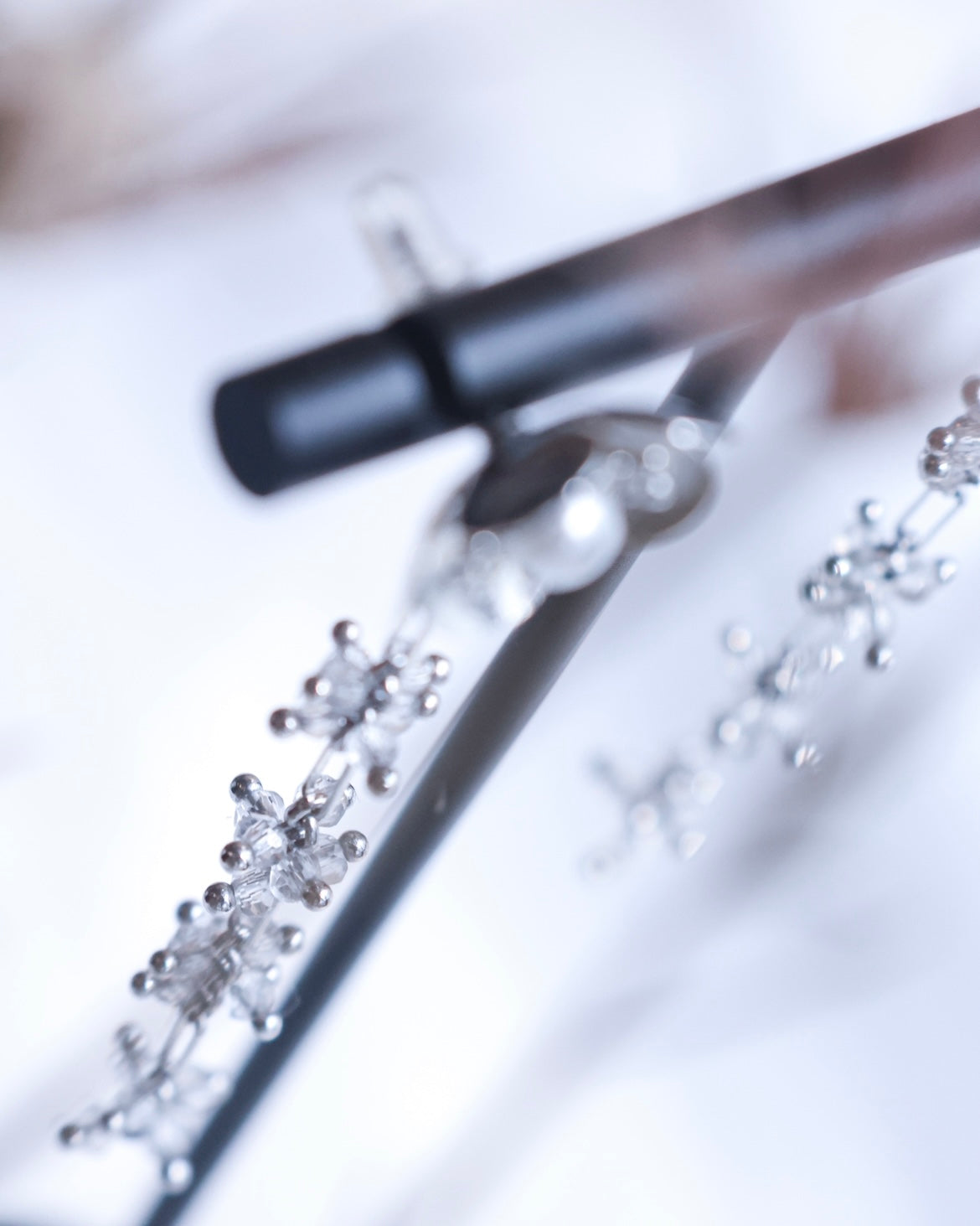 the White Plum - Silver Pearl earrings