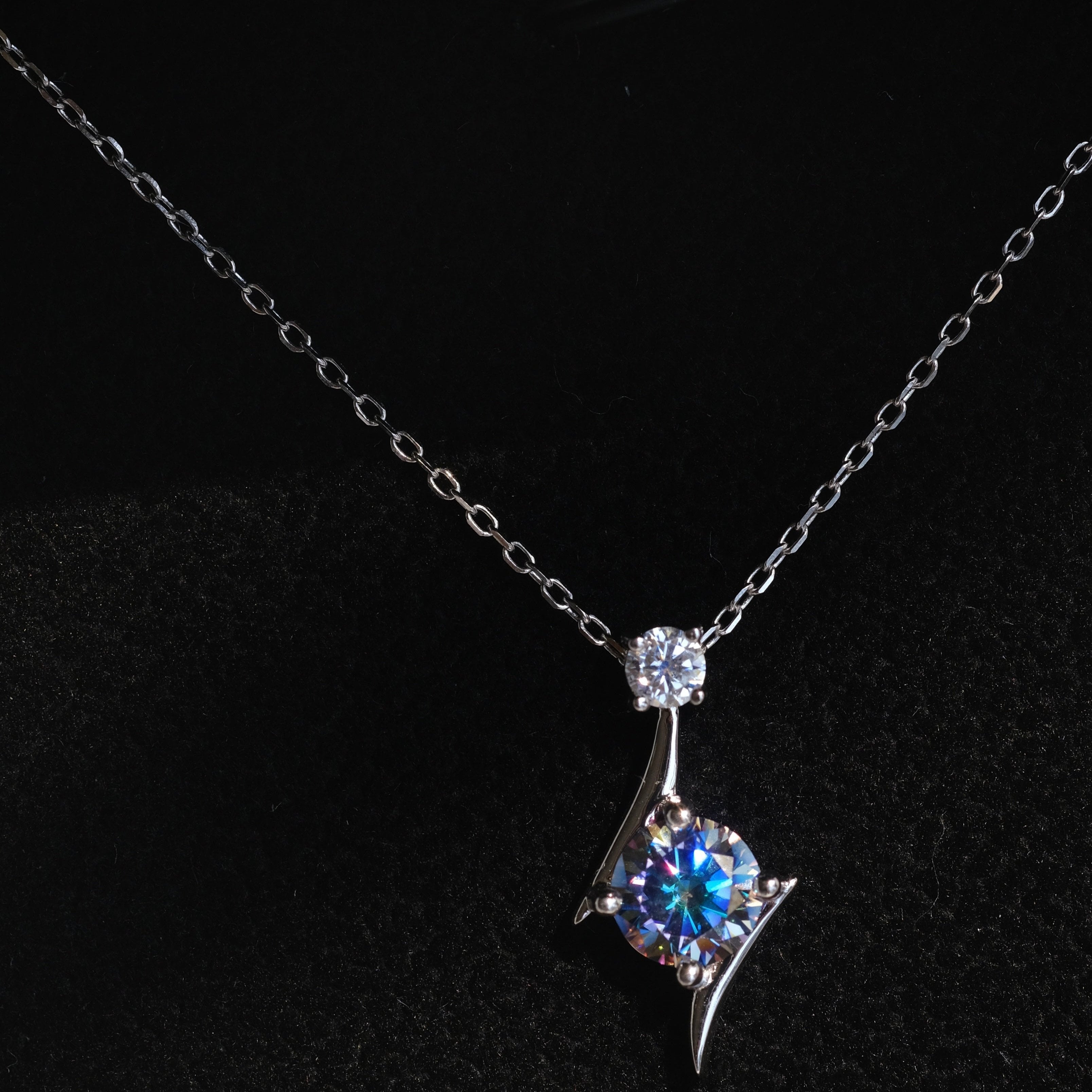 Nebula in the Dark | (with certificate) Black diamond silver necklace - Unique & Vibrant |