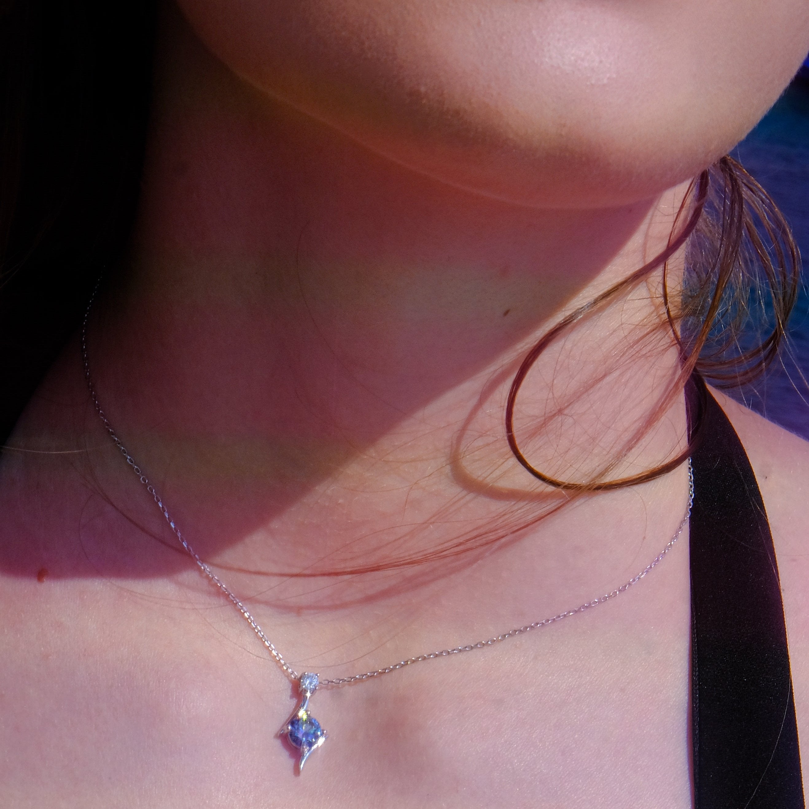 Nebula in the Dark | (with certificate) Black diamond silver necklace - Unique & Vibrant |