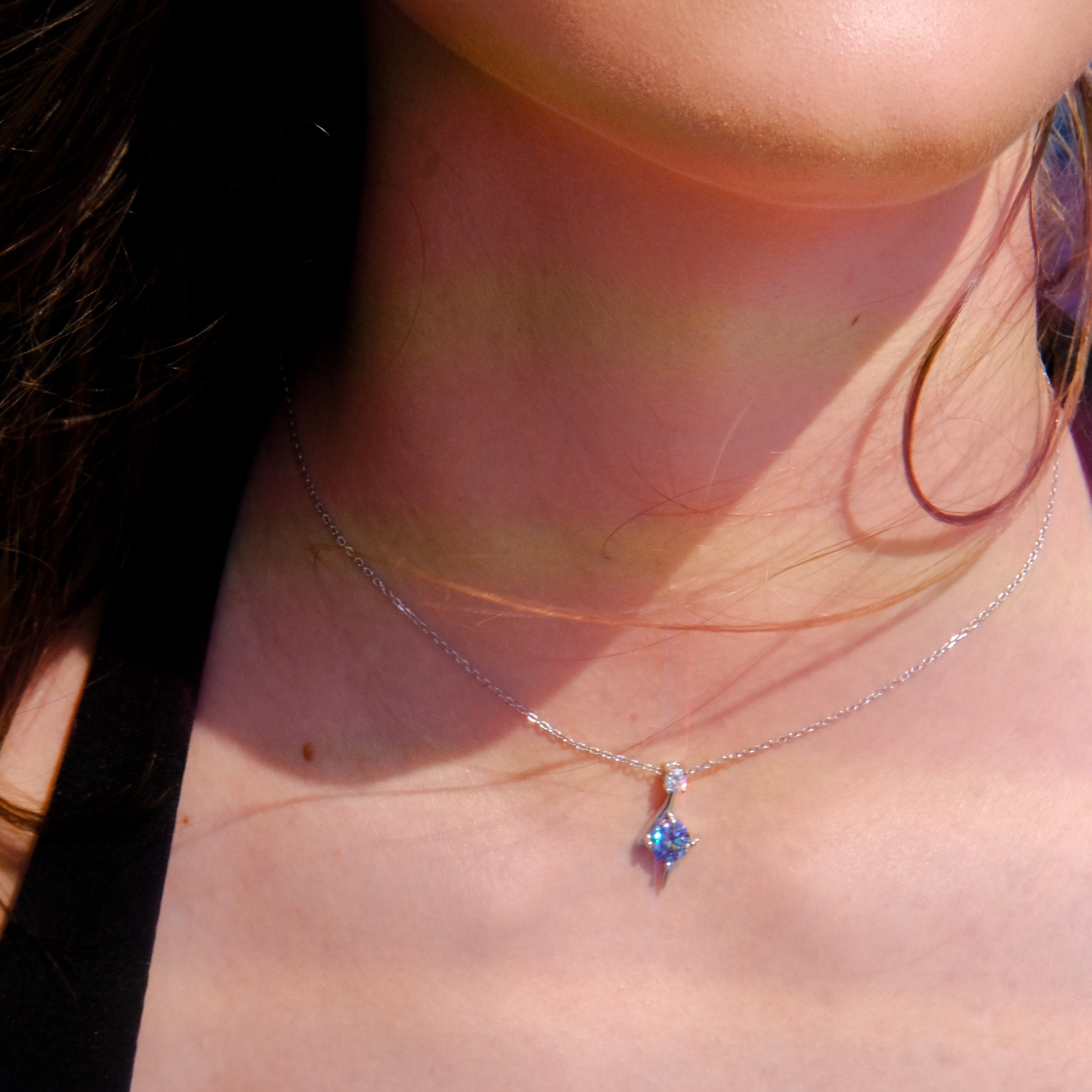 Nebula in the Dark | (with certificate) Black diamond silver necklace - Unique & Vibrant |