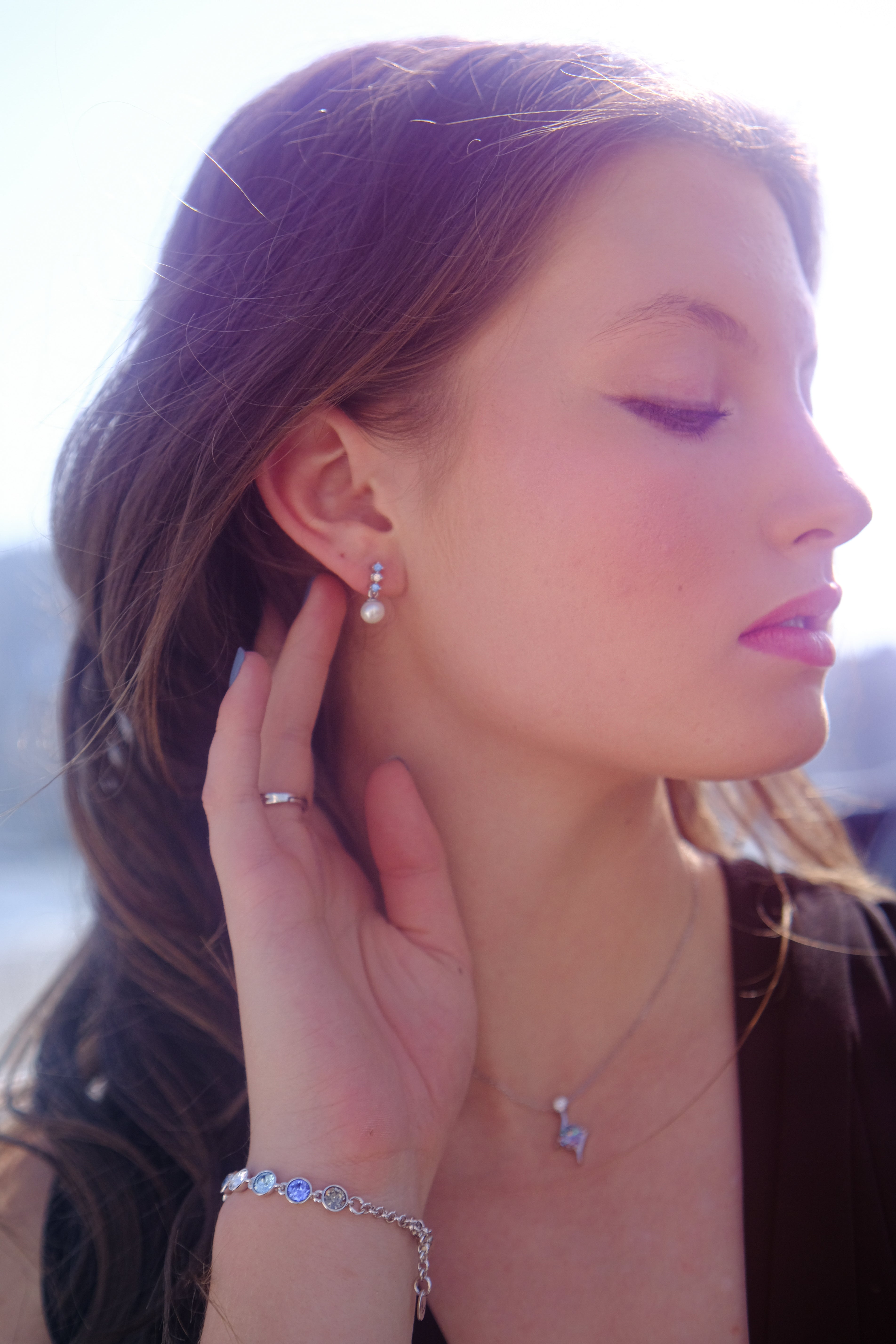 Stella Ocean Dream | Blue white Pearly earrings