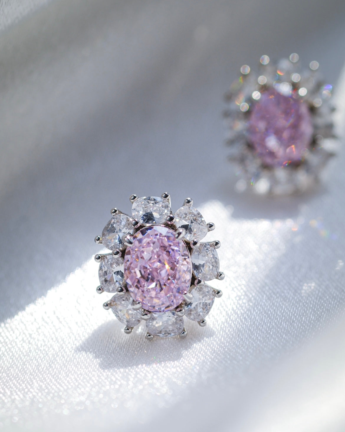 Pinky Cloud| Ice crushed Pink High-Carbon Diamond Vintage design