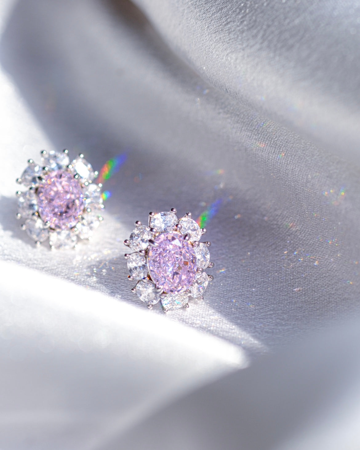 Pinky Cloud| Ice crushed Pink High-Carbon Diamond Vintage design