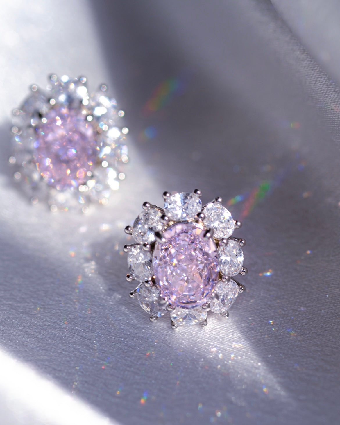 Pinky Cloud| Ice crushed Pink High-Carbon Diamond Vintage design